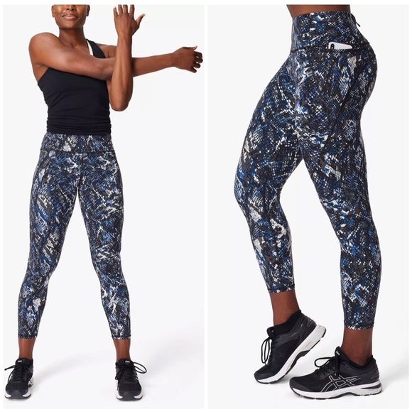 Sweaty Betty Blue Snake Print High Rise 7/8 Pocket Legging - Picture 1 of 9